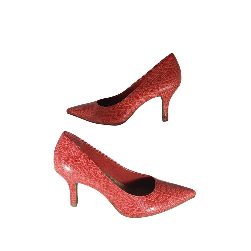 Comfort Plus by Predictions Pumps 6 Coral Pink Snakeskin Pointed Toe Stiletto